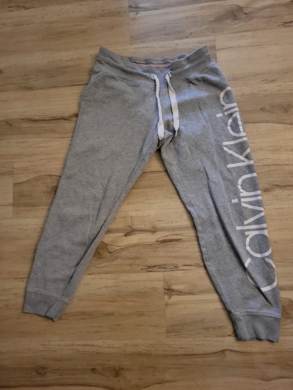 Calvin Klein Light Gray Logo Side-Print Jogger Pants